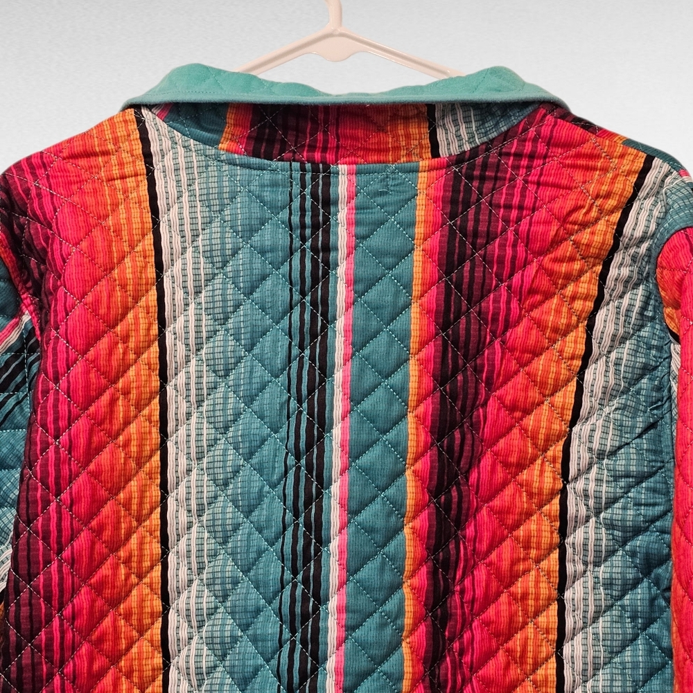 Crazy Train Quilted Multicolor Pullover Size Small - image 7